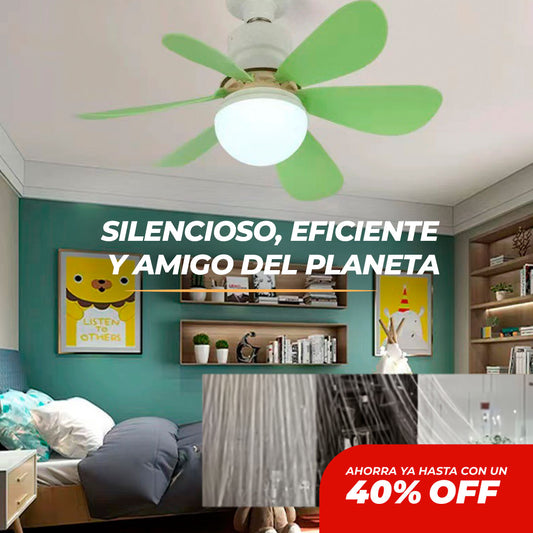 VENTILADOR 6 ASPAS CON LUZ LED Y CONTROL